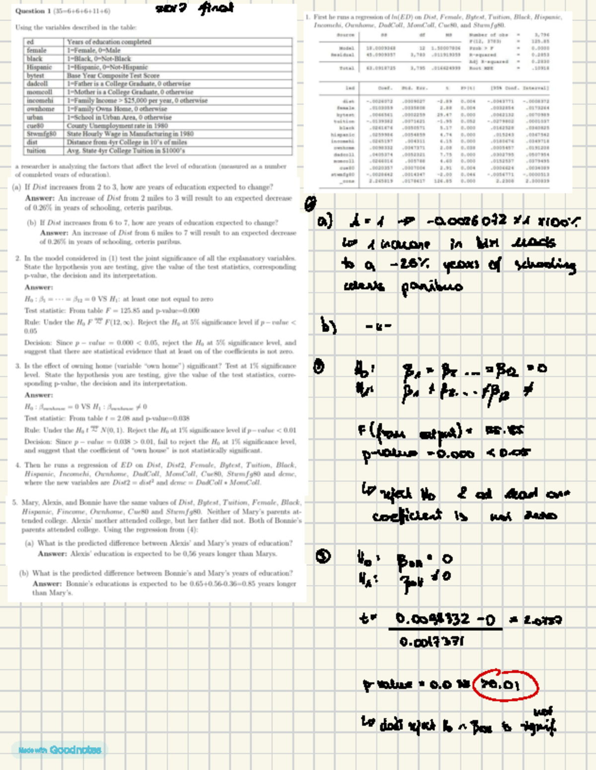 2021 Econometrics Final Exam Summary and Key Concepts - Studeersnel