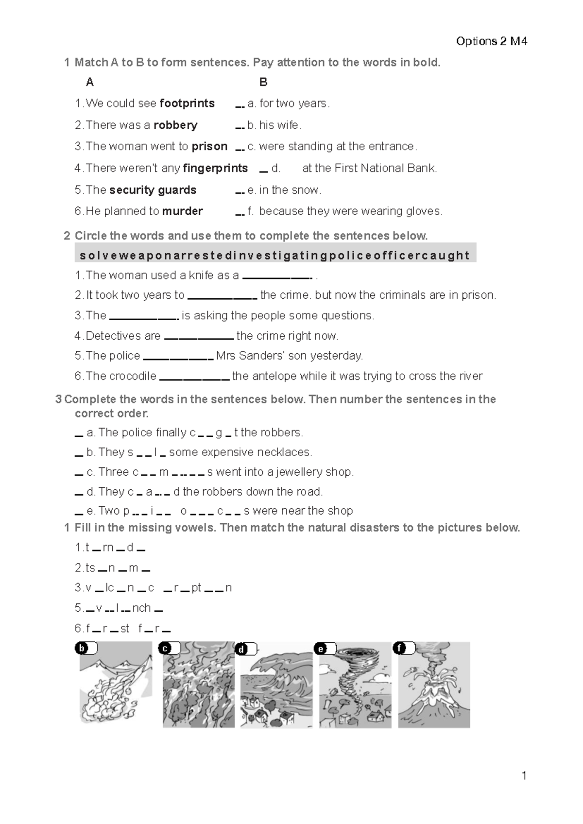 Options 2 M4: Sentence Formation and Past Tense Exercises - Studocu