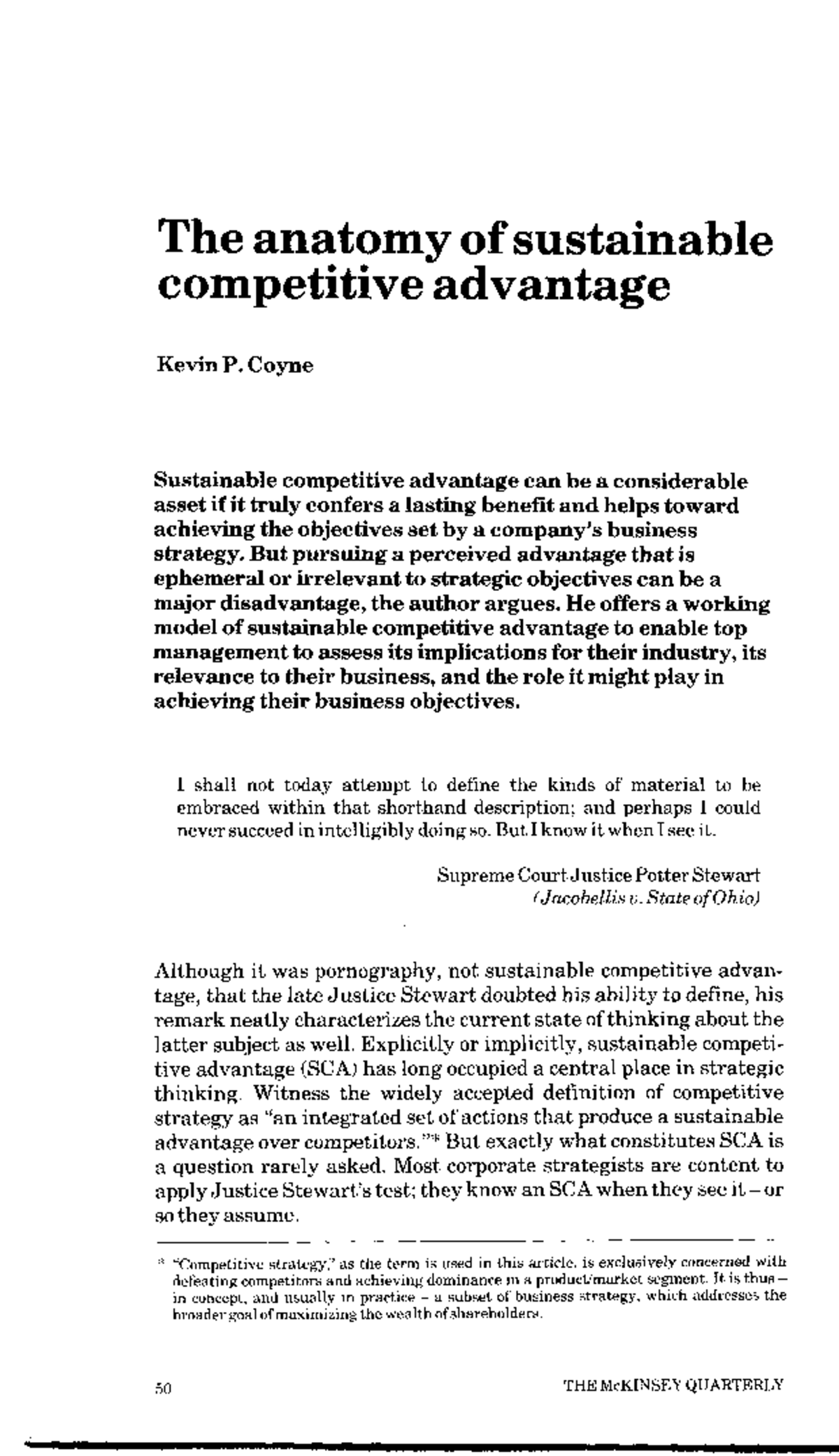 Autonomy of Sustainable Competitive Advantage: Insights and ...