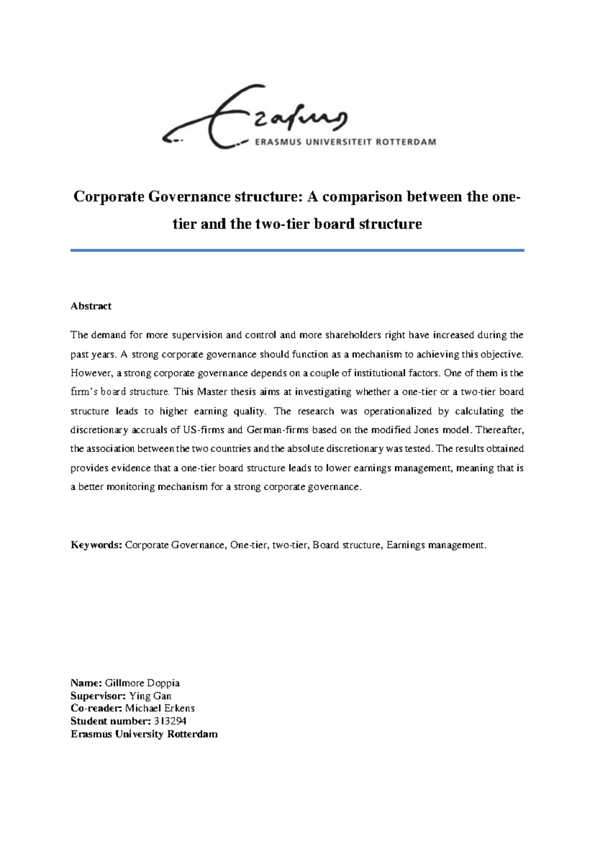 MA1030 - Corporate Governance: One-Tier vs. Two-Tier Board Structures ...