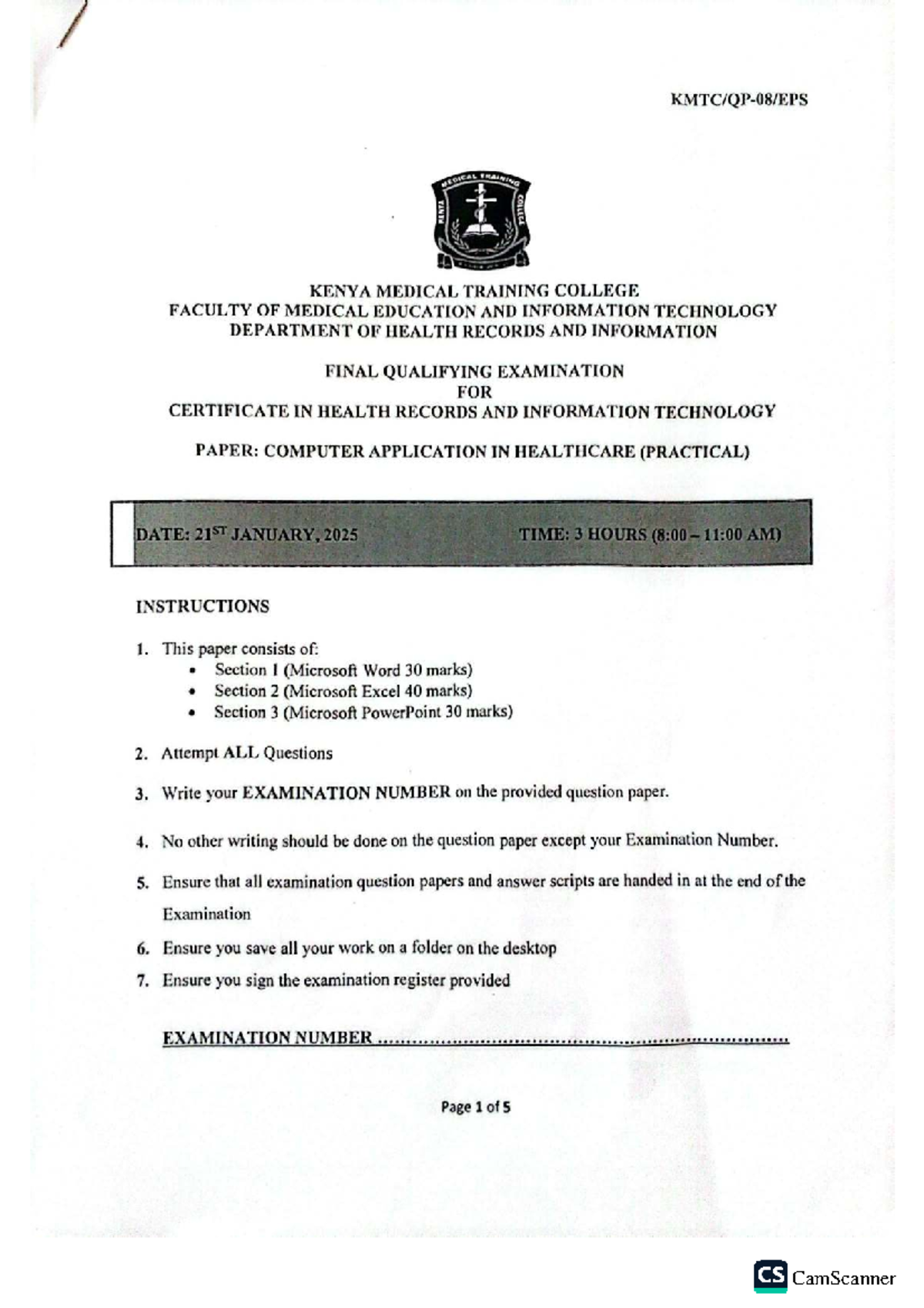Final Qualifying Exam: Computer Applications in Healthcare (CS) - Studocu