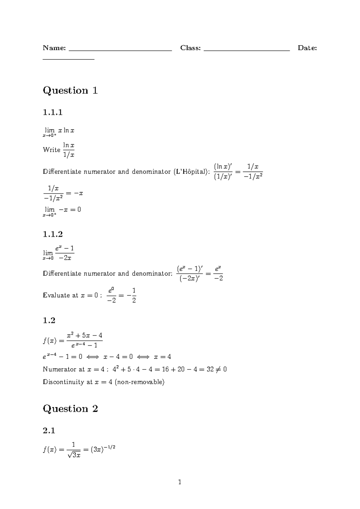 Mathematics N5 T2: Calculus Limits and Differentiation Notes - Studocu
