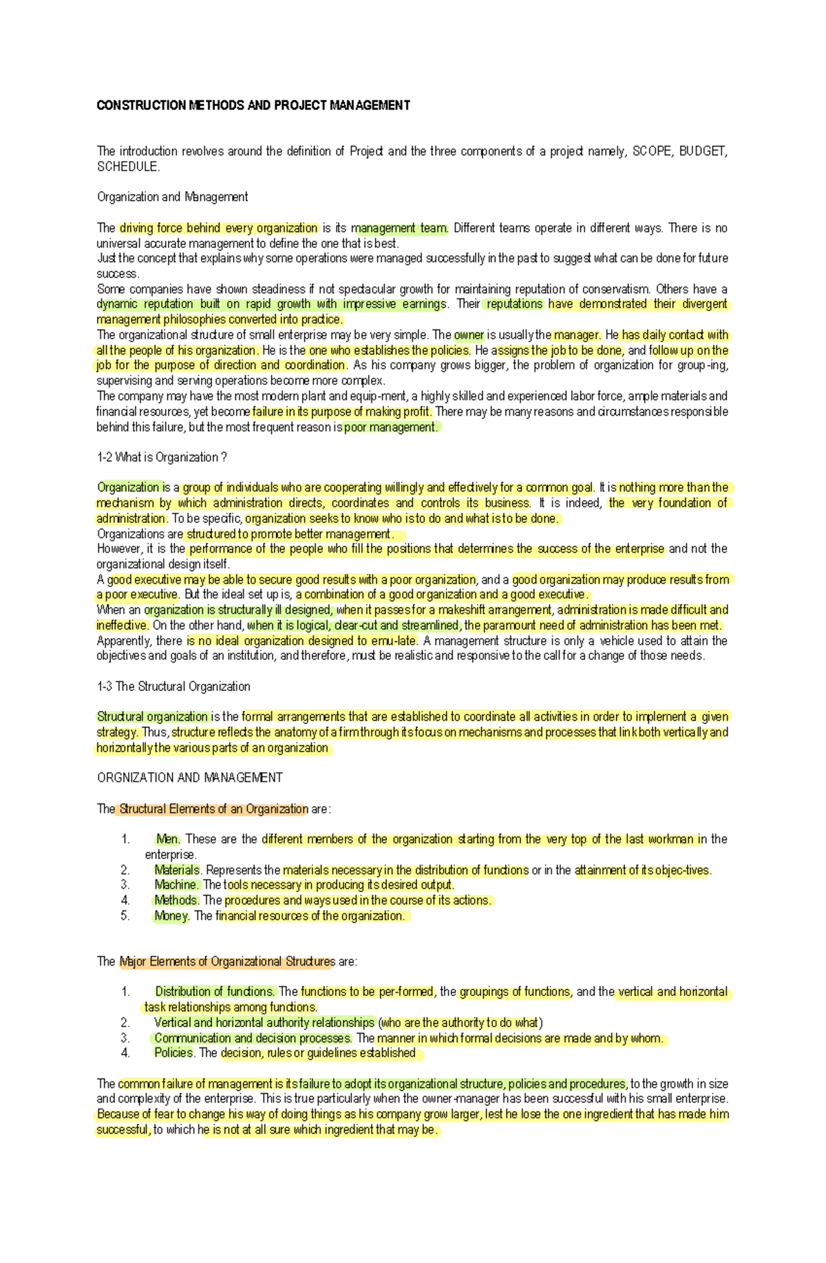 CMPM 423 Midterm Exam: Key Concepts in Construction Management - Studocu