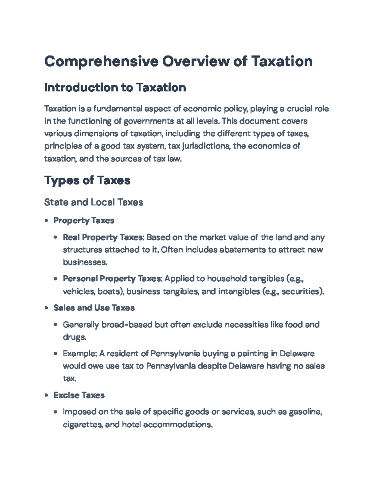 Comprehensive Overview of Taxation: Types, Principles, and Impacts ...