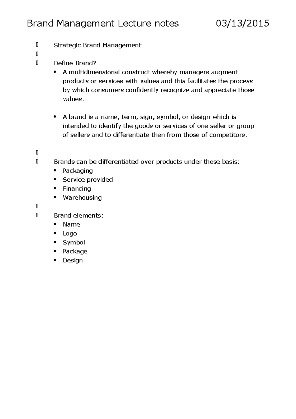 Brand Management Lecture Notes - Detailed Concepts & Strategies - Studocu
