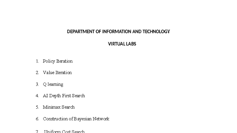 IT Virtual Labs EXP: Key Concepts and Techniques in AI and Programming ...