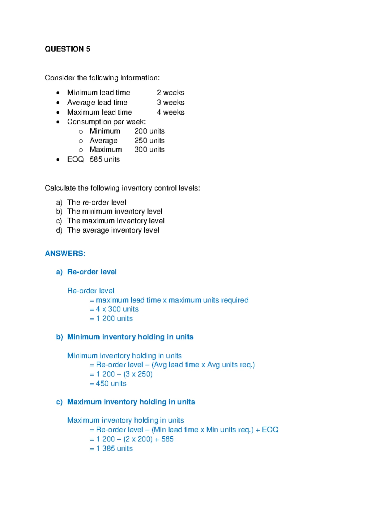 Chapter 3 - Additional Questions for Inventory Cost Analysis - Studocu