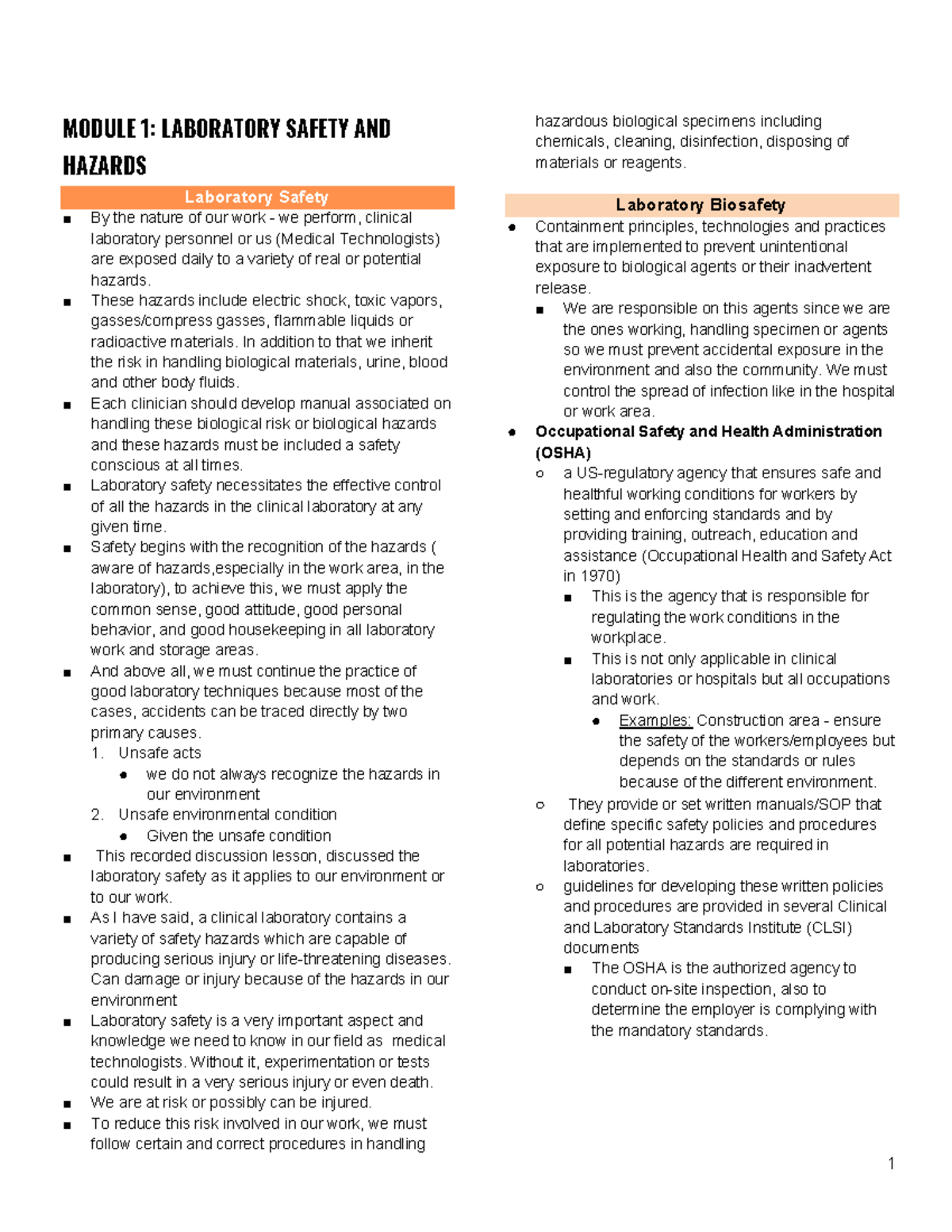 LAB Safety - Prelims: Handling Biological Hazards and Chemical Risks ...