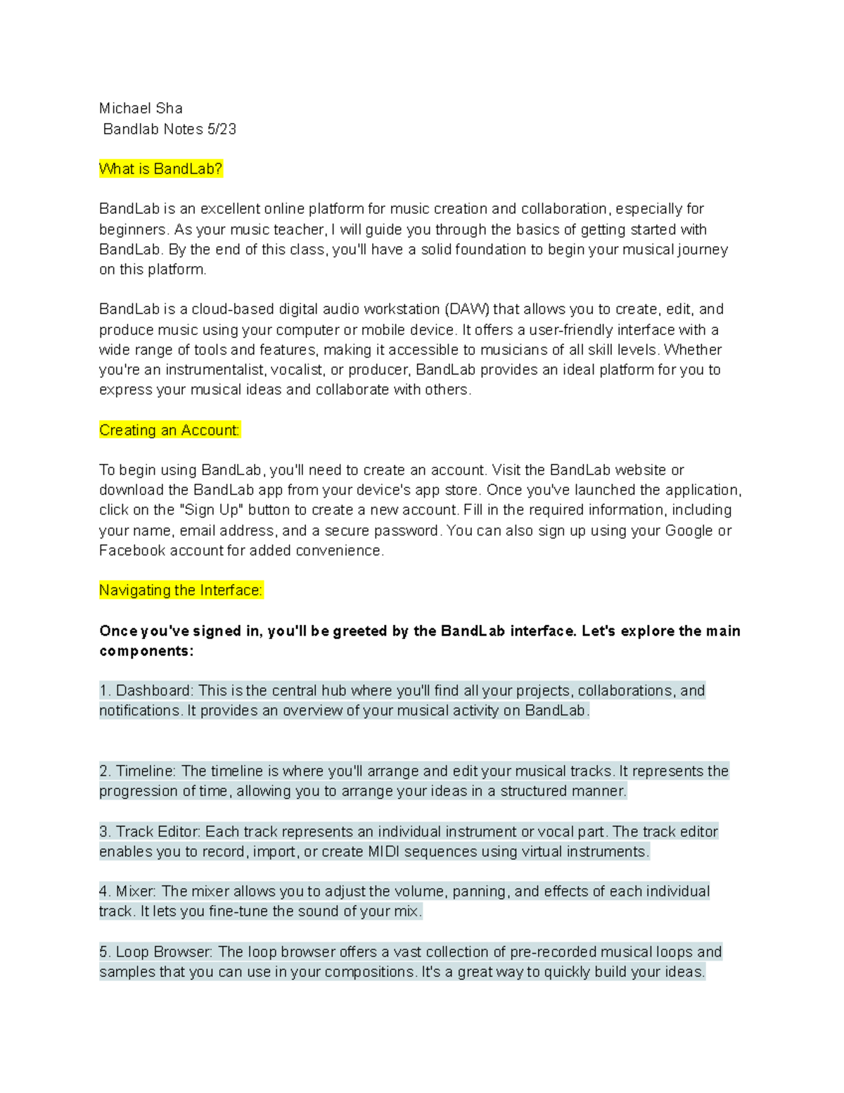 Bandlab Class Notes Music - Michael Sha Bandlab Notes 5/ What is ...
