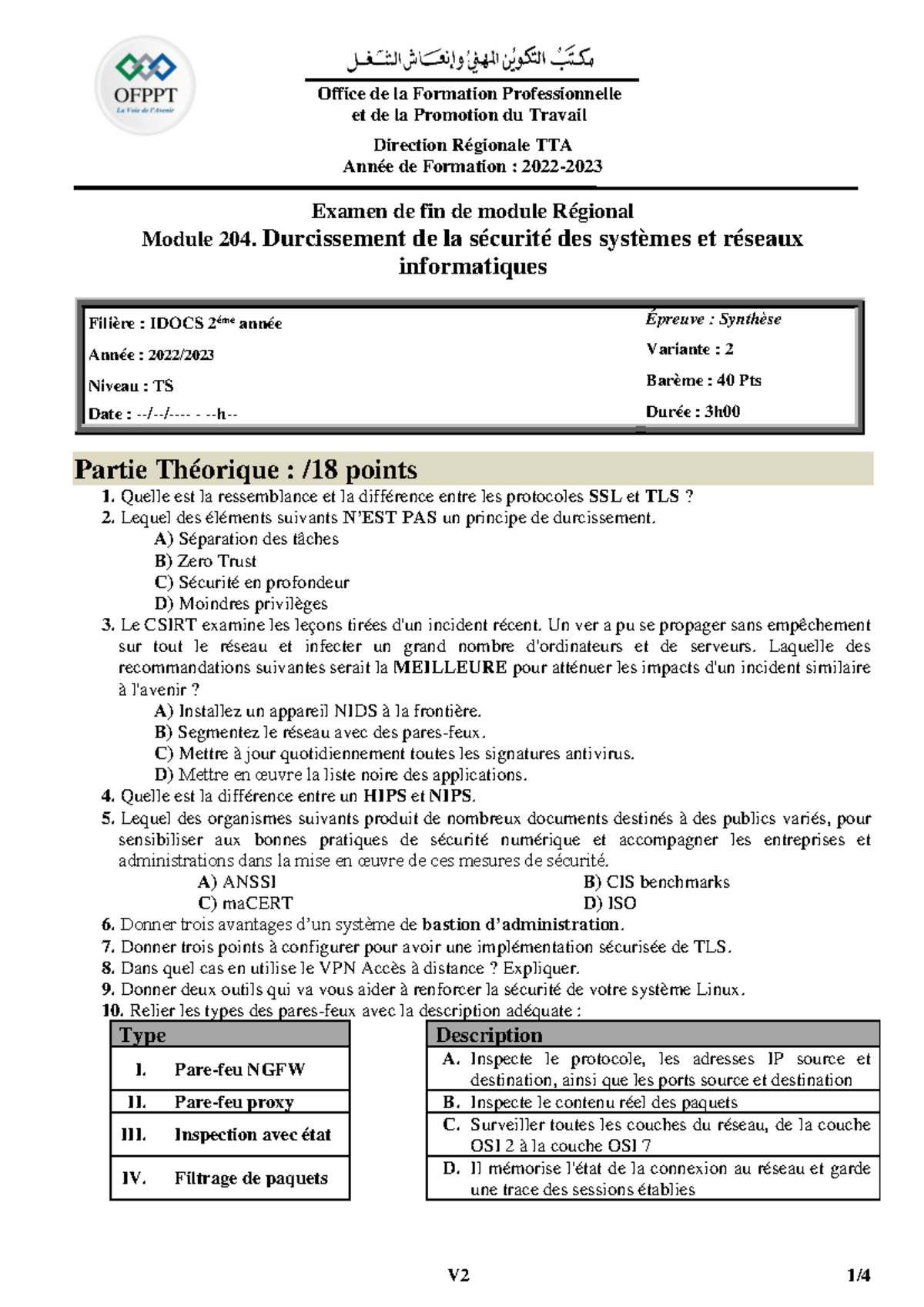 EFM - M204 - IDOCS 2ème Année - Examen de Fin de Module V2 - Studocu