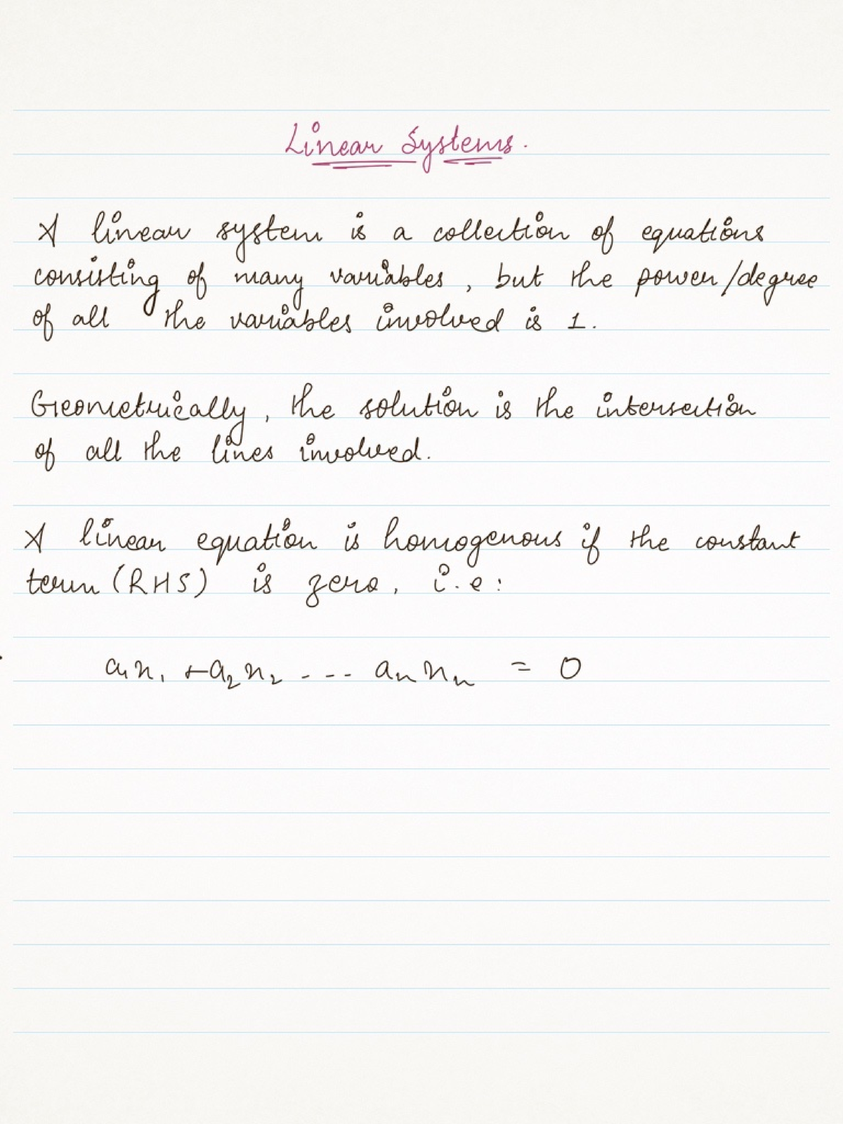 MA1508E Lecture Notes on Linear Systems and Matrix Operations - Studocu