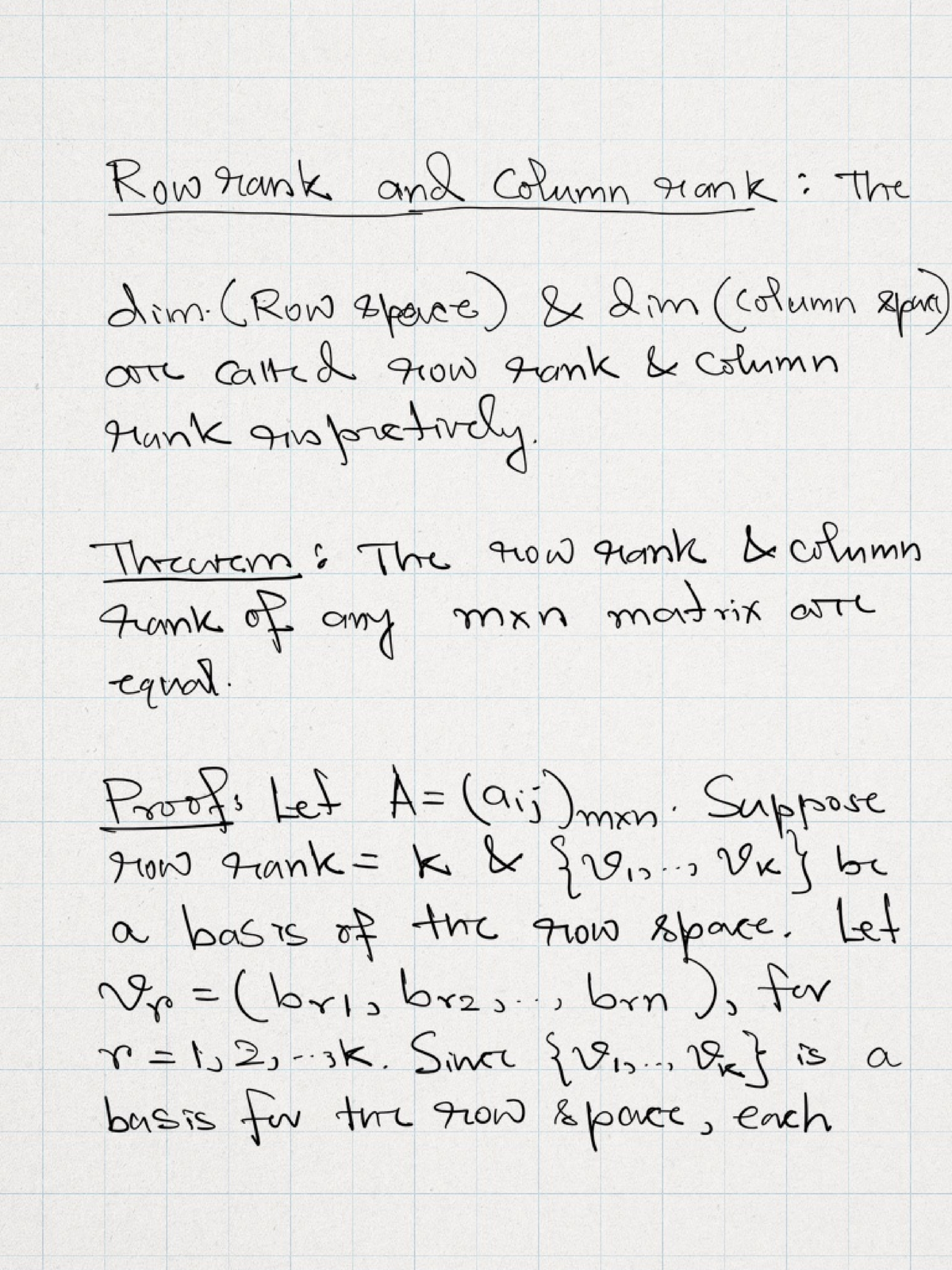 Row and Column Rank: Understanding Matrix Dimensions (Class Notes 2 ...