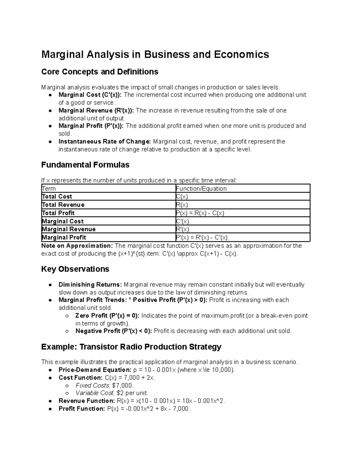 Marginal Analysis in Business & Economics: Core Concepts & Definitions ...