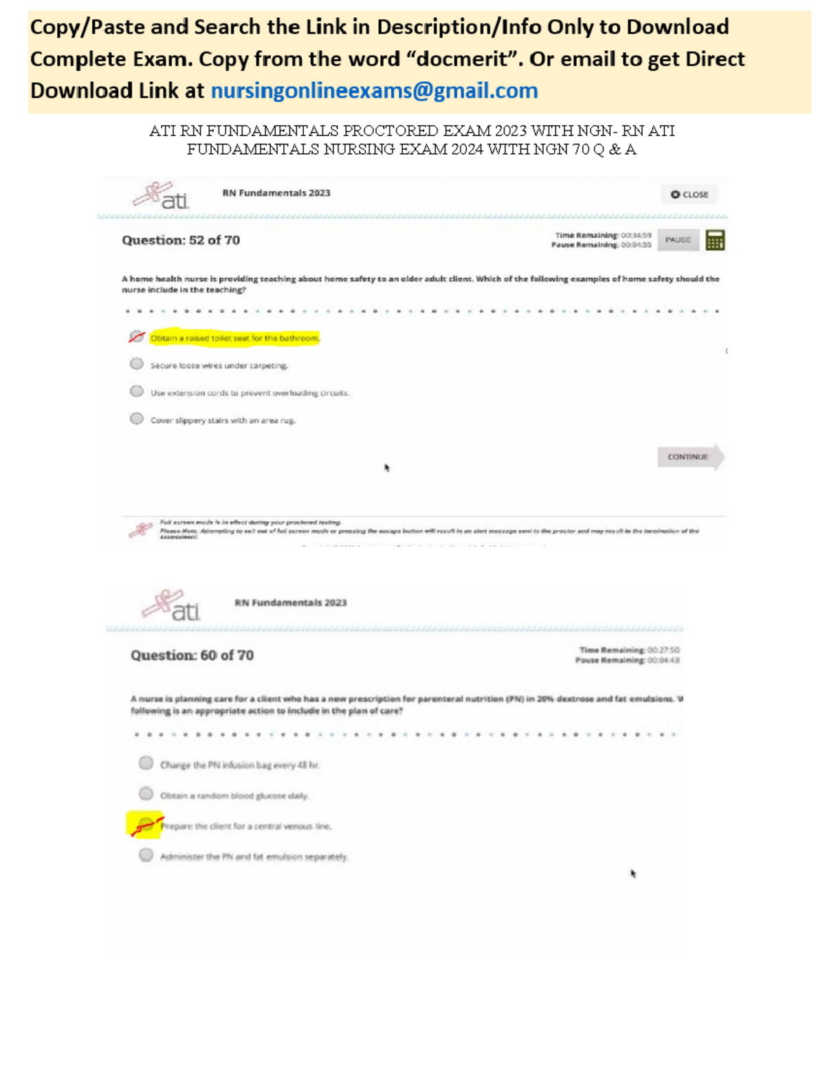 ATI RN Fundamentals Proctored Exam 2023 with NGN - RN ATI Fundamentals ...