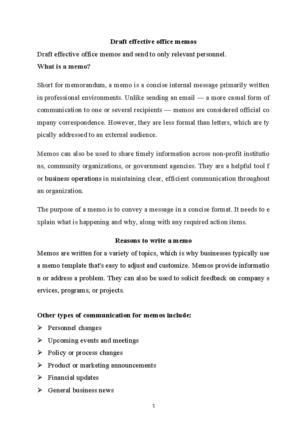 Effective Memo Writing Guide: Drafting for Clarity and Impact - Studocu