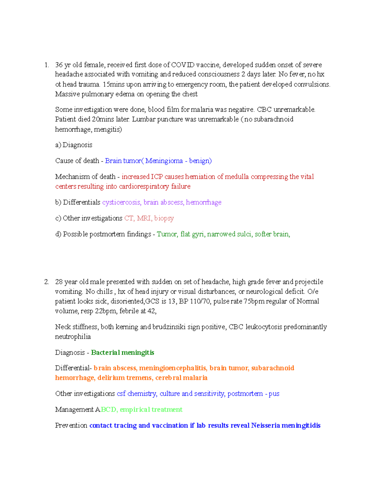 Pathology Case Scenarios: Clinical Presentations & Diagnoses - Studocu