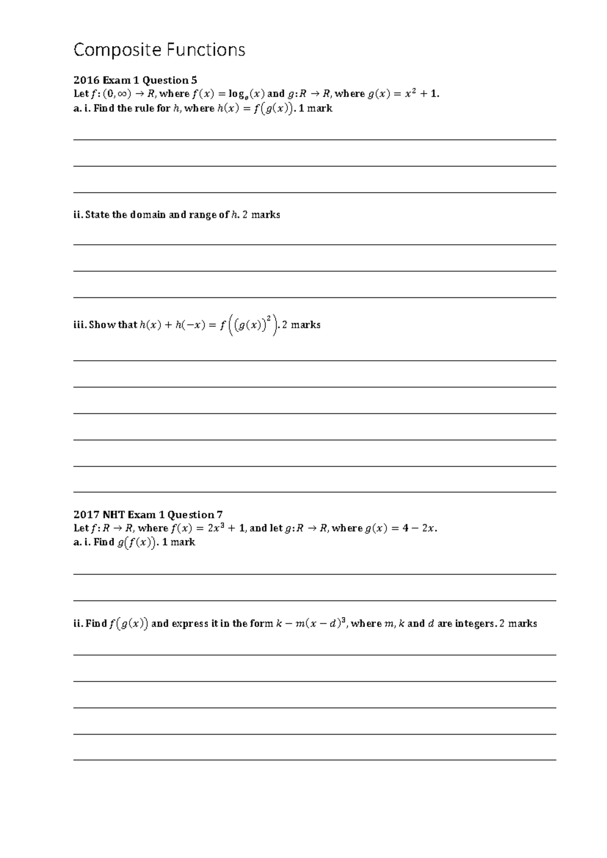Composite Functions - Insights and Solutions for 2016-2022 Exams - Studocu