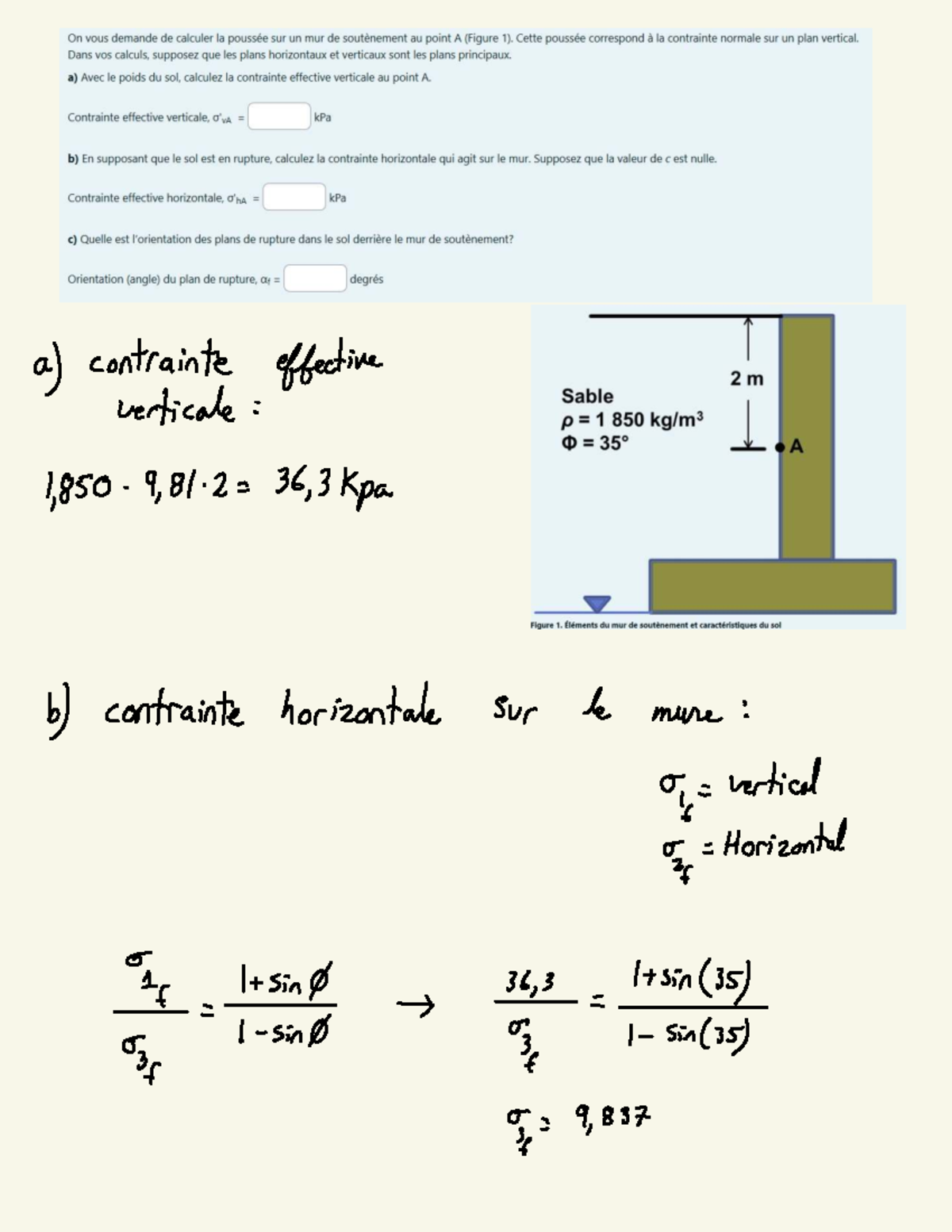 App-II - app2 - a) contrainte effective verticale : 1 , 850 . 9 , 81. 2 ...