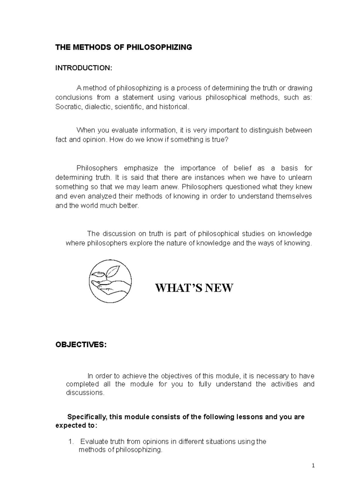 Module 5 - Philosophizing Methods for Midterm 2020 - F.C. A4 - Studocu