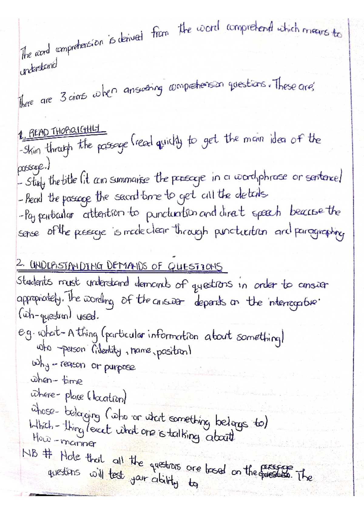 Bgcse Comprehension Guidelines: Summary and Answer Techniques - Studocu