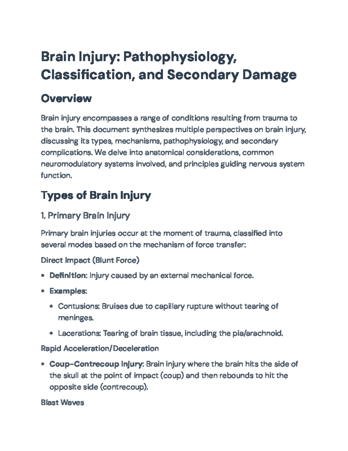 Brain Injury Overview: Pathophysiology, Classification & Complications ...