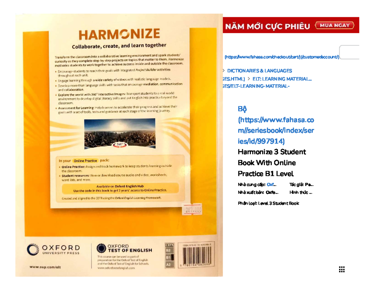 Harmonize 3 Student Book With Online Practice B1 Level - Fahasa ...