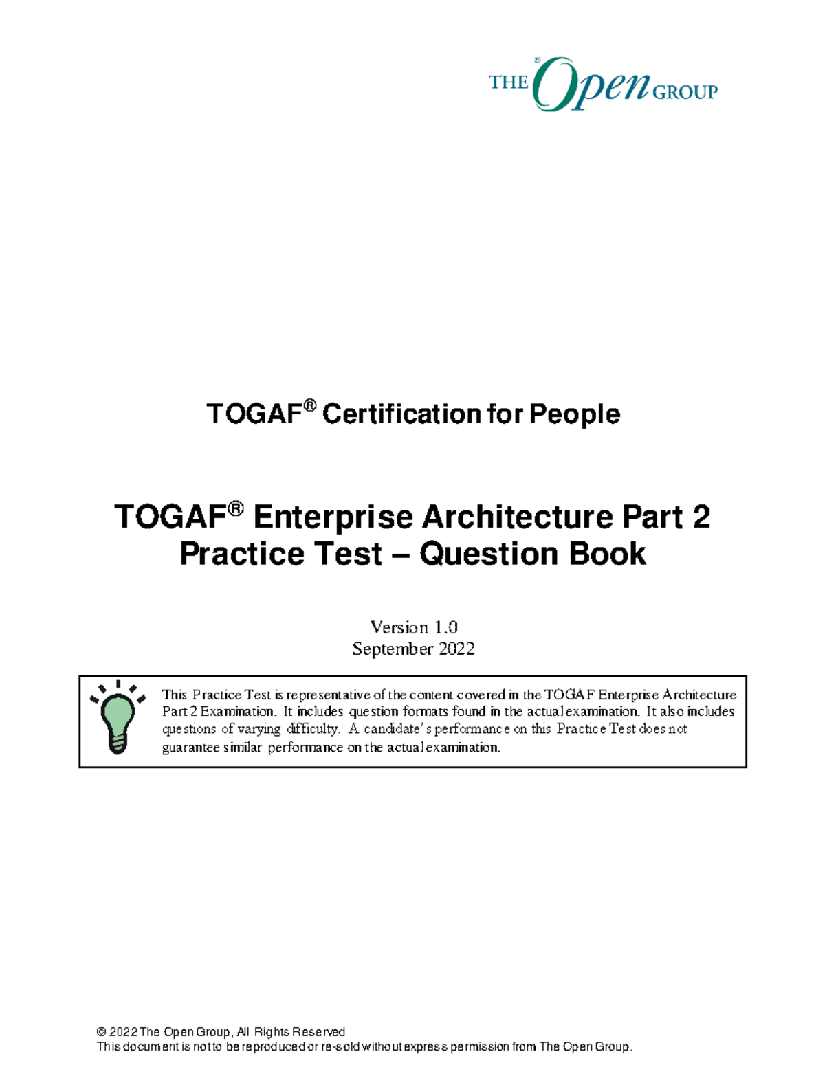 TOGAF® Enterprise Architecture Part 2 Practice Test Review Guide - Studocu
