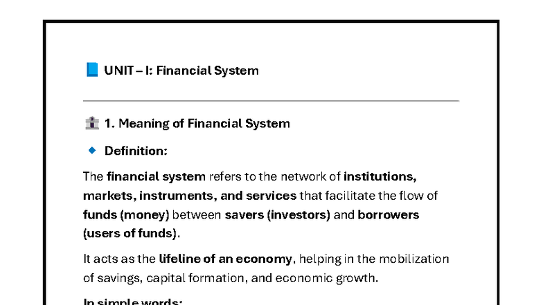 FM 101: Financial System Overview and Key Components - Studocu