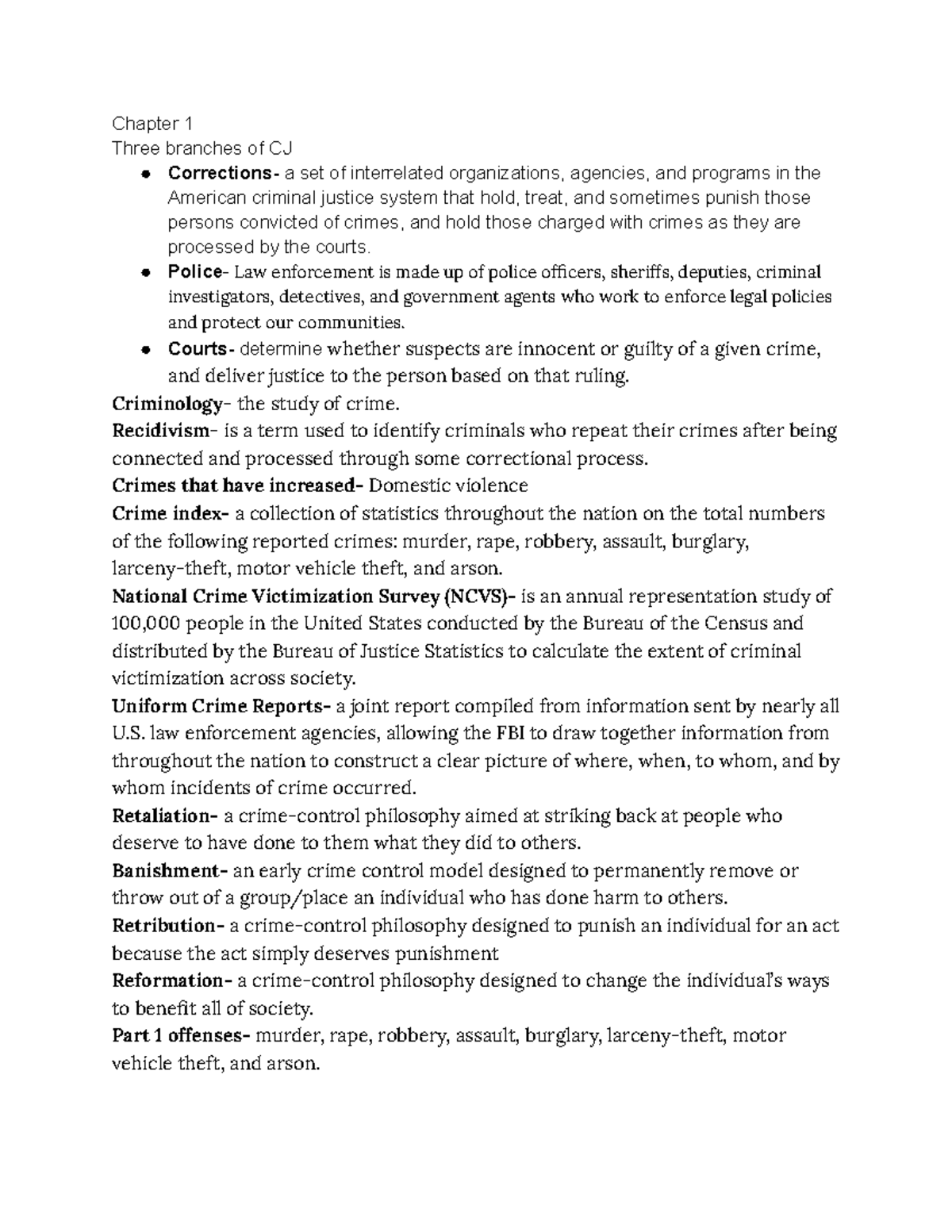 CJ 101: Chapters 1-6 Corrections Overview and Key Concepts - Studocu