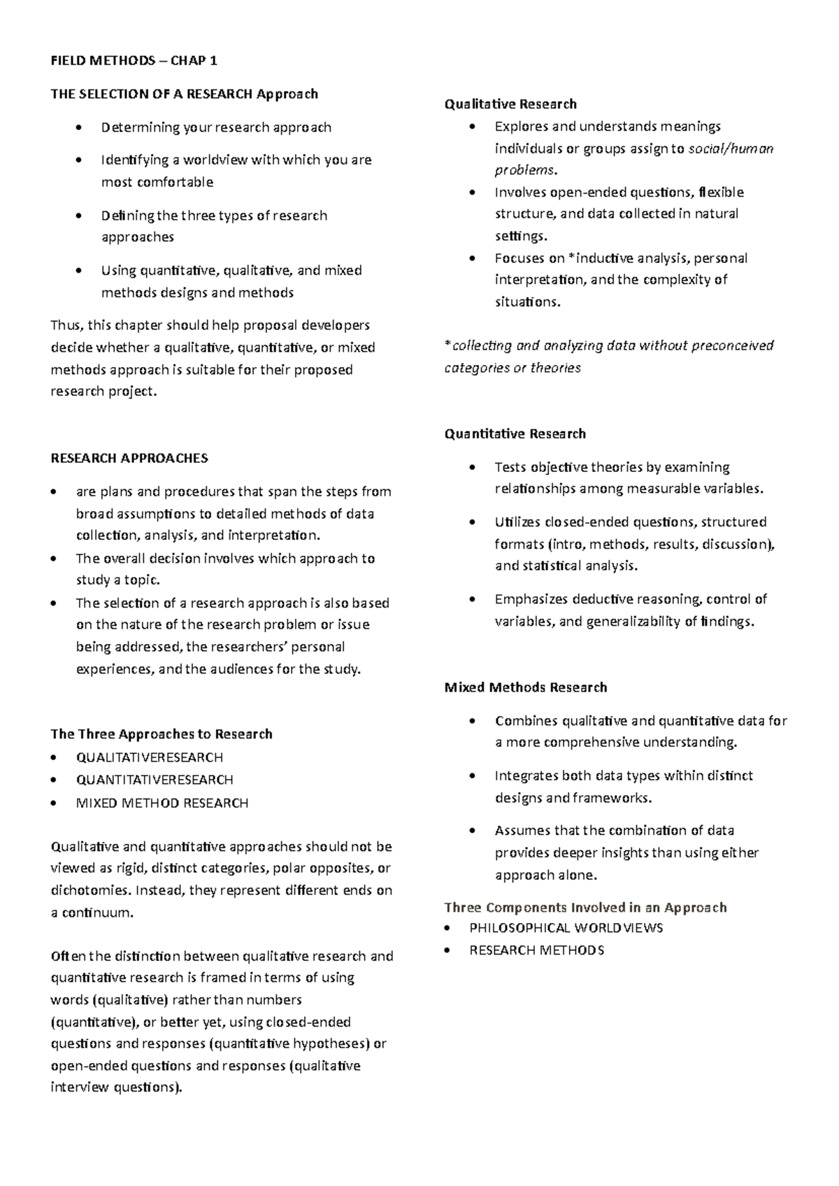 Field Methods - CHAP 1 - reviewer - FIELD METHODS – CHAP 1 THE ...