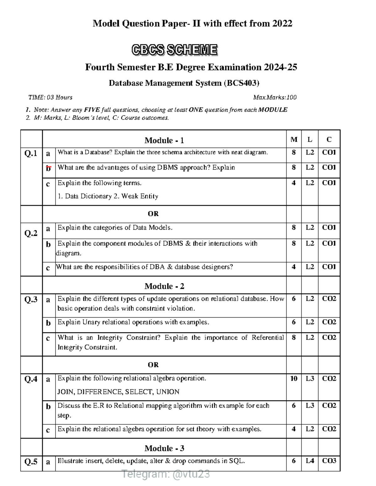 1 - notes - Model Question Paper- II with effect from 2022 Fourth ...
