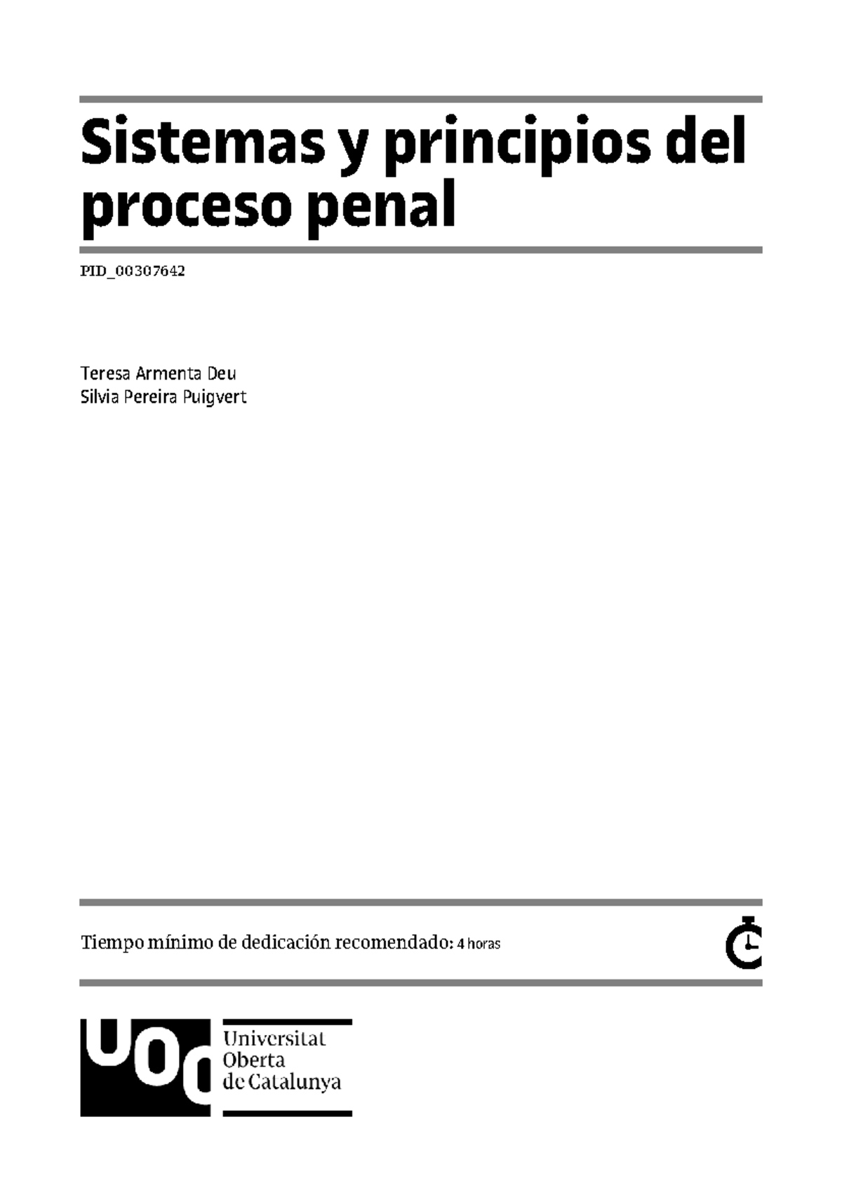 Sistemas y Principios del Proceso Penal - FUOC PID_00307642 - Studocu