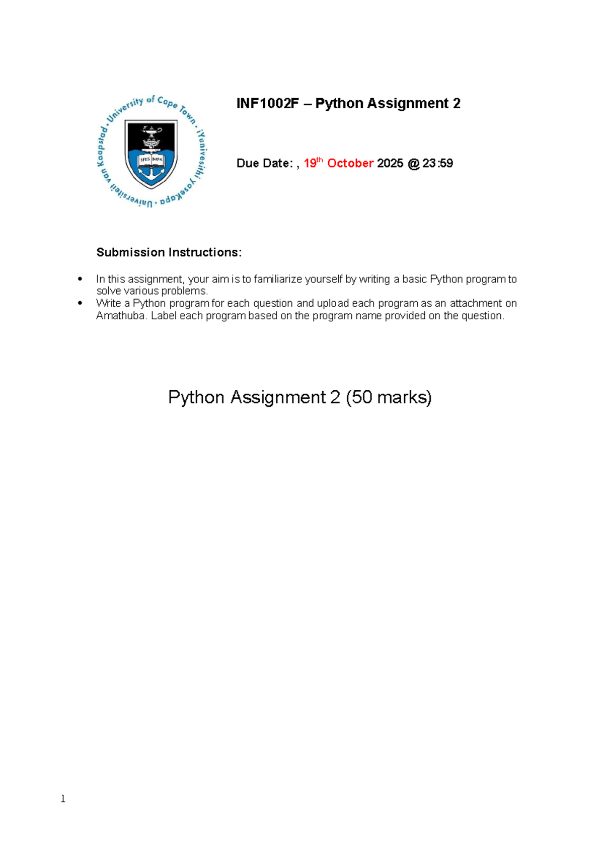 INF1002F Python Assignment 2: Passwords & Fun Game Solutions - Studocu