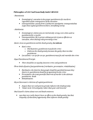 Philosophies of Life PHIL 101 Final Exam Study Guide Overview - Studocu