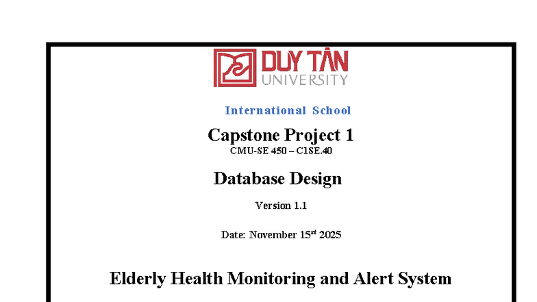 C1SE.40 Capstone Project 1: Database Design for EHMAAS - Studocu