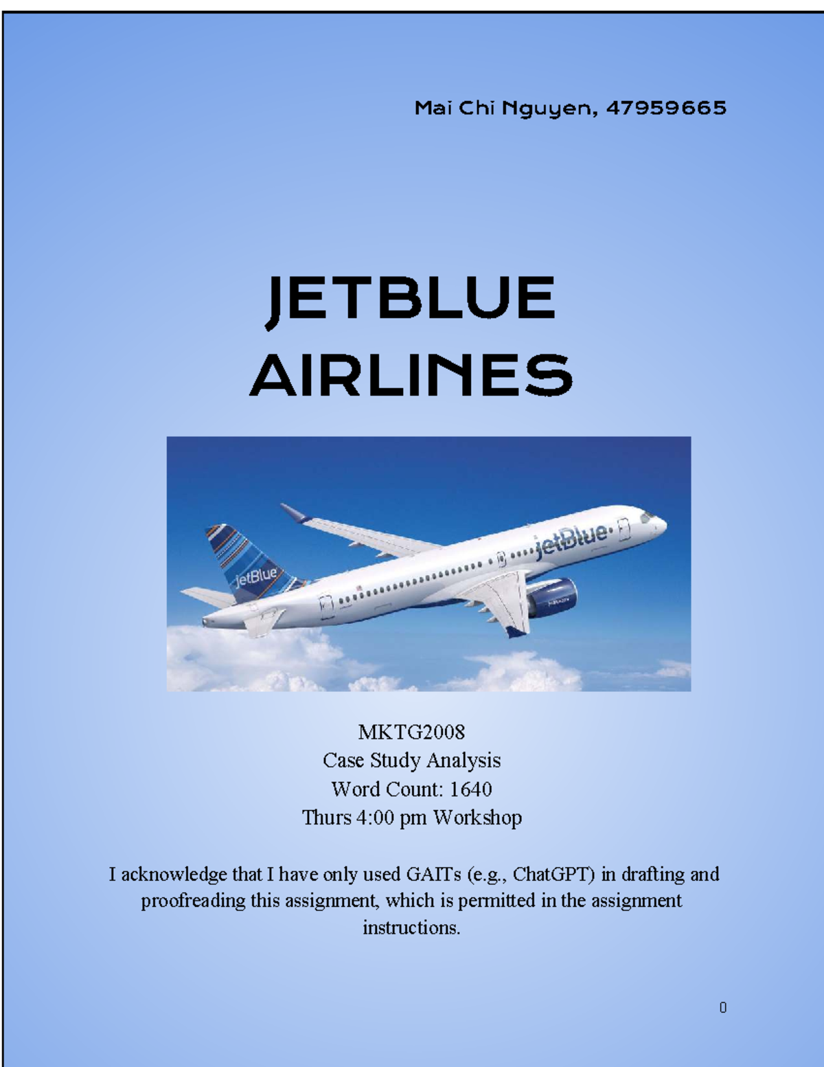 JETBLUE AIRLINES MKTG2008 Case Study Analysis: Insights & Strategies ...
