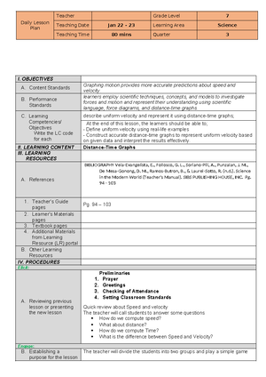 Semi Detailed Lesson Plan - Grade 7 science Matatag Curriculum 3rd ...