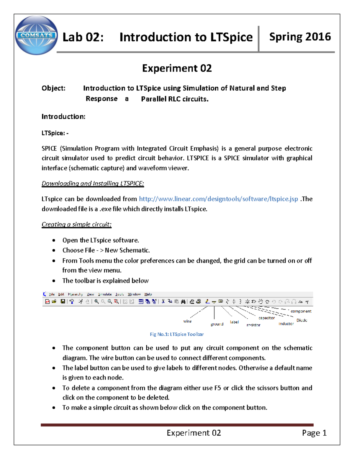 Lab2: Introduction to LTSpice - Simulating Natural & Step Responses ...