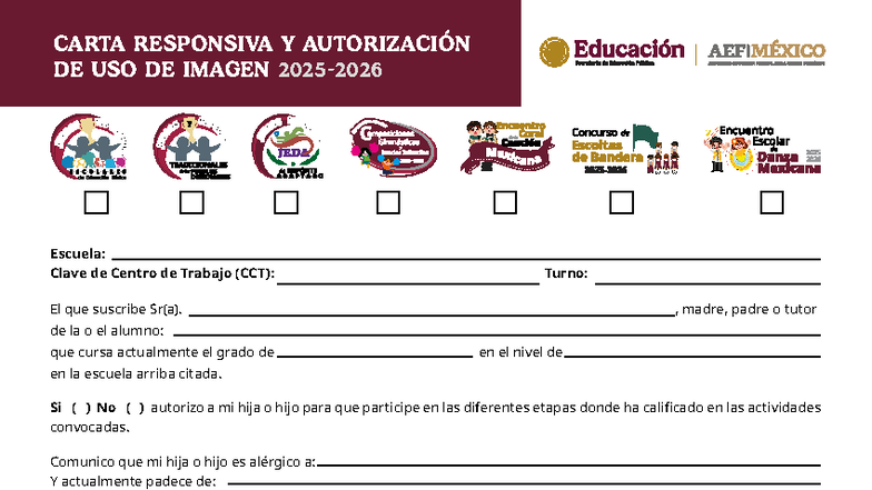 Carta Responsiva y Autorización de Uso de Imagen 2025-2026 - Studocu
