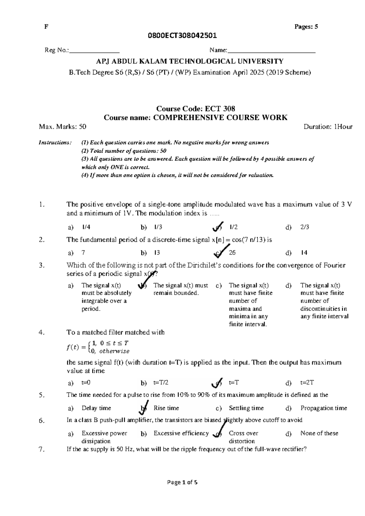 ECT 308 - Comprehensive Question Paper for April 2025 Exam - Studocu