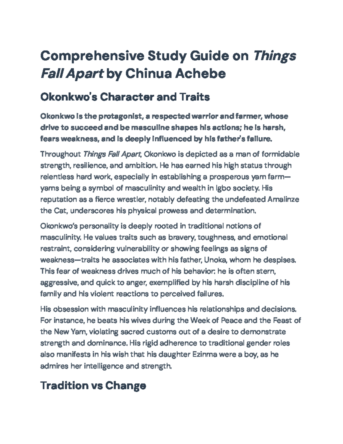 Comprehensive Study Guide: Character Analysis & Themes in Things Fall ...