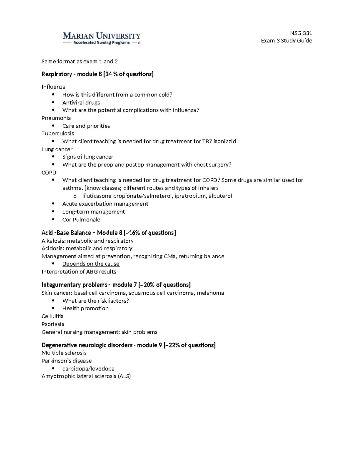 NSG+331+Exam+3+Study+Guide - NSG 331 Exam 3 Study Guide Same format as ...