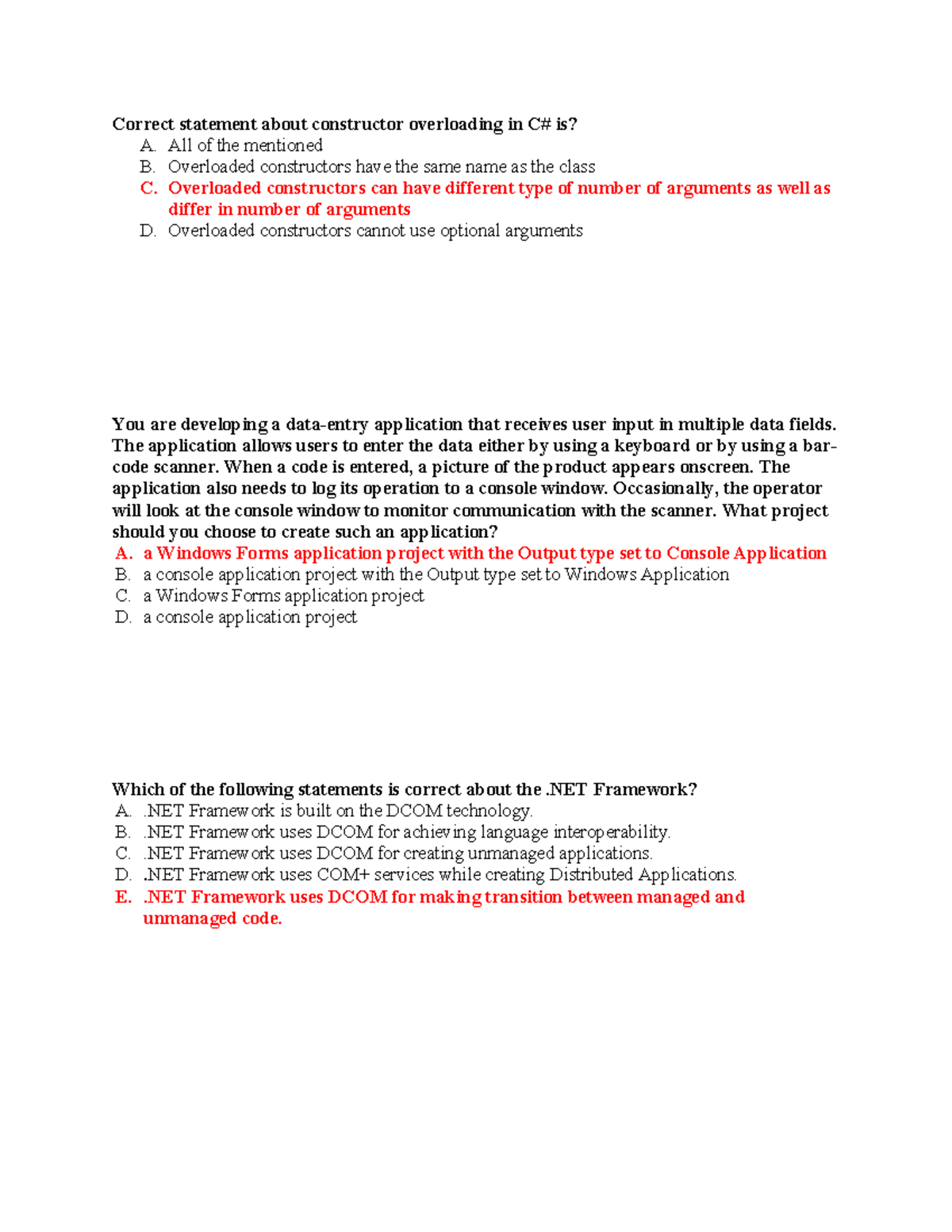 Dot NET Midterm Exam - Constructor Overloading & Framework Concepts ...