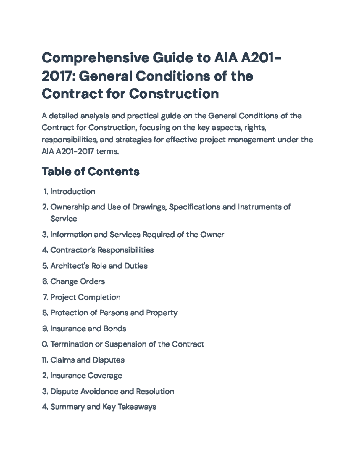 AIA A201-2017: Comprehensive Guide to General Conditions of ...