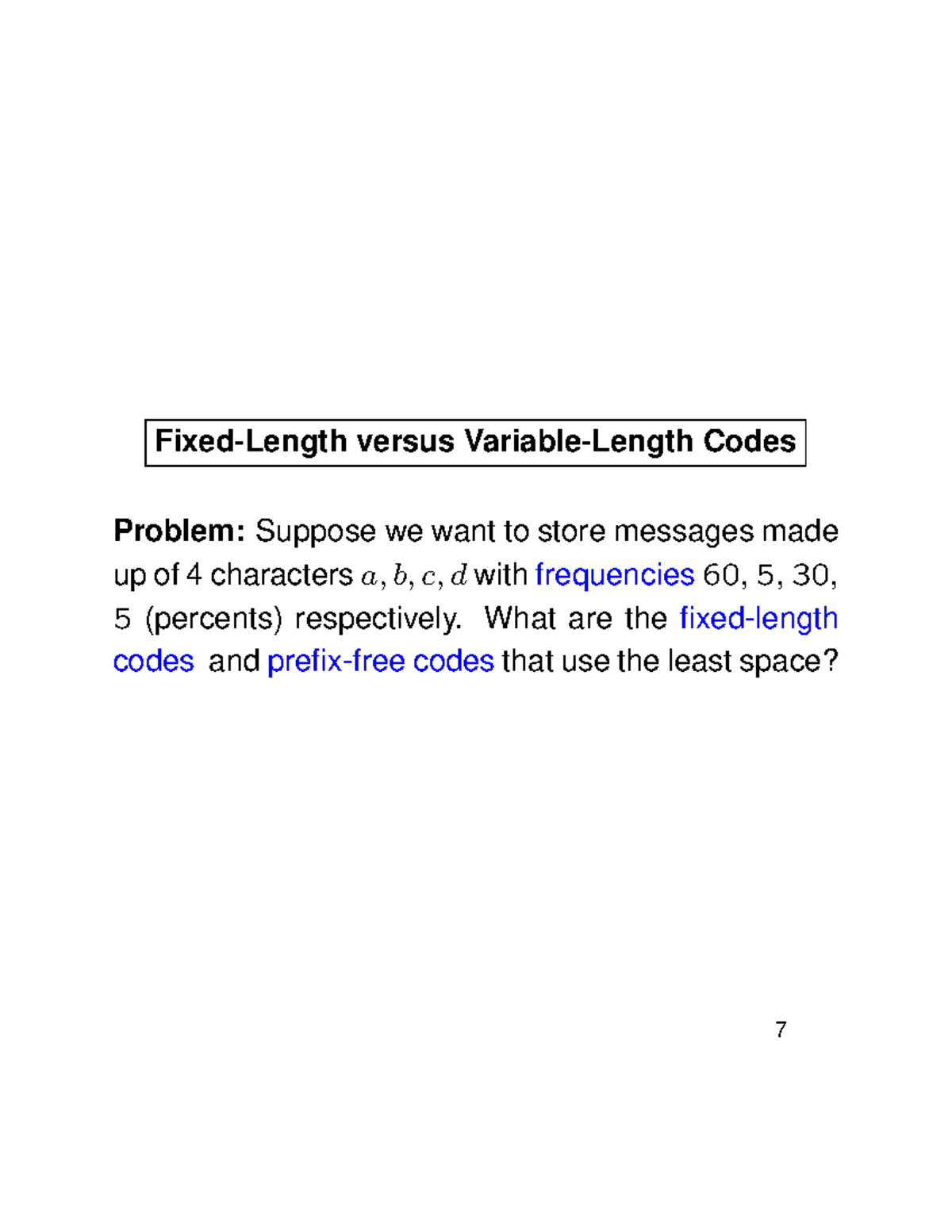 L17-3: Optimal Prefix Codes for Character Frequencies in Messages - Studocu