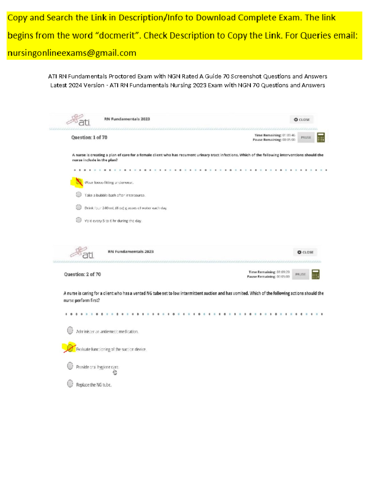 ATI RN Fundamentals Proctored Exam with NGN Rated A Guide 70 Screenshot