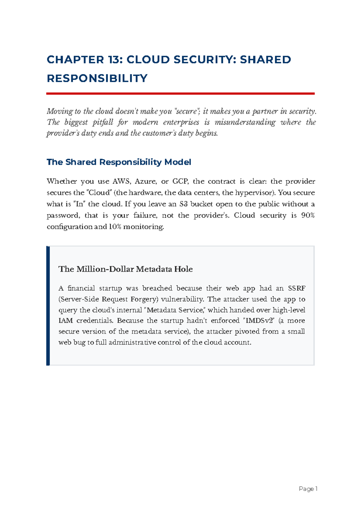CHAPTER 13: CLOUD SECURITY & SHARED RESPONSIBILITY MODEL - Studocu