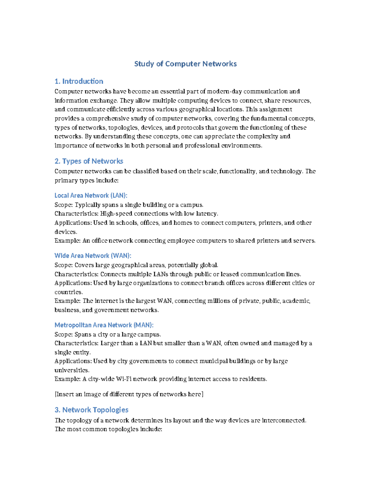 Computer Networks Study Assignment: Concepts, Types, and Trends - Studocu