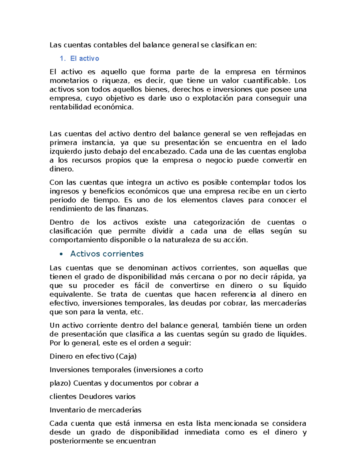 Cuentas del Balance General: Activo, Pasivo y Elaboración de Informe ...