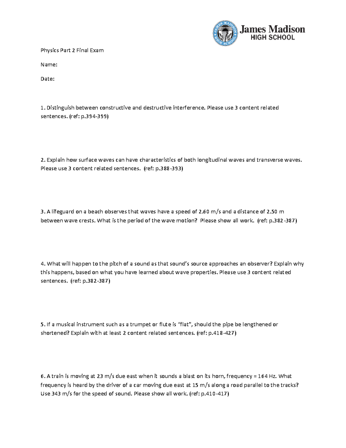 3302464 D - Physics Part 2 Final Exam Study Guide - Studocu